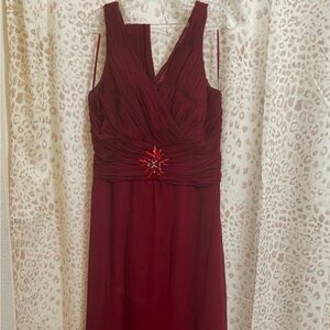 POLY Burgundy Maxi Dress with Embellished Waist